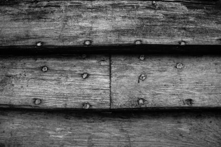 Planks old boat in black and white versionの写真素材