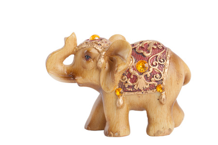 ceramic elephant sculpture isolated on white backgroundの写真素材