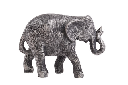 ceramic elephant sculpture isolated on white backgroundの写真素材