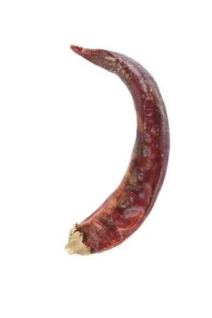 hot red peppers dried isolated on white backgroundの写真素材