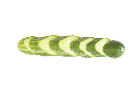 chopped ââcucumber isolated on white backgroundの写真素材