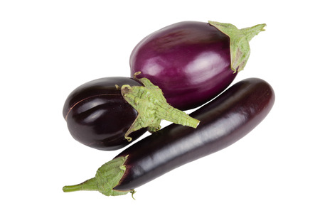 three eggplant isolated on white backgroundの写真素材