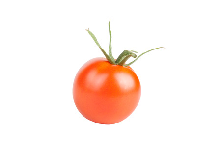 red tomato with a tail isolated on white backgroundの写真素材