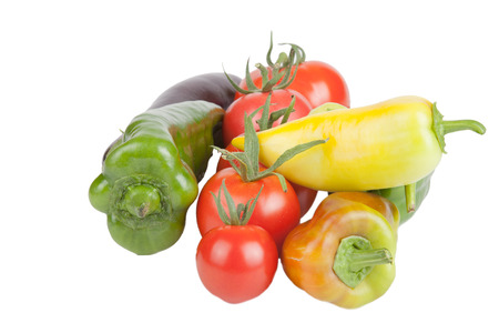 Assortment of vegetables isolated on white backgroundの写真素材