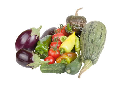 Assortment of vegetables isolated on white backgroundの写真素材