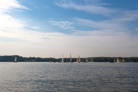 Yacht on the lakeの写真素材