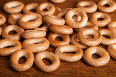placer bagels on wooden with shallow depth of fieldの写真素材