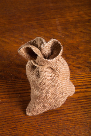 sack on a wooden boardの写真素材