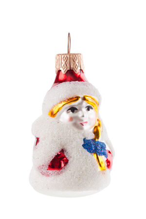 Snow-maiden christmas decoration ball isolated on whiteの写真素材