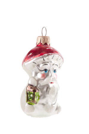 old man gnome christmas decoration ball isolated on whiteの写真素材