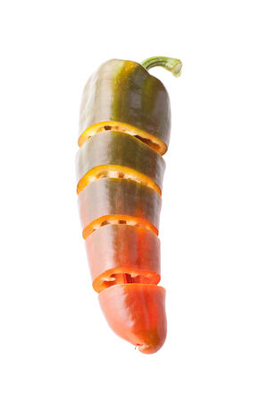 cut into slices of pepper isolated on a white backgroundの写真素材