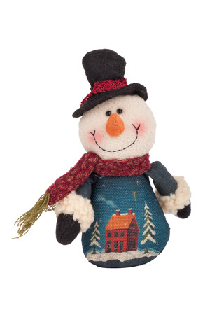 knitted snowman isolated on a white backgroundの写真素材
