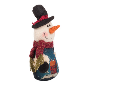 knitted snowman isolated on a white backgroundの写真素材