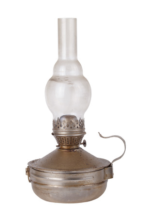 old dirty kerosene lamp isolated on white backgroundの写真素材