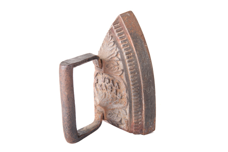 Old coal an iron isolated on white backgroundの写真素材