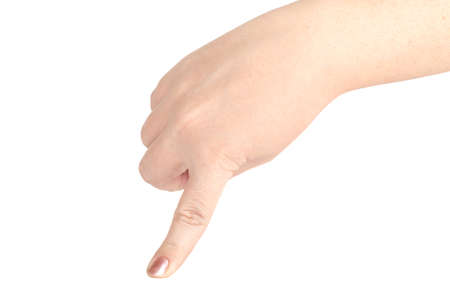 Women's full hand. Gesture crushing cockroach isolated on white backgroundの写真素材