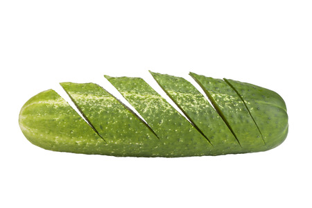 chopped ââcucumber isolated on white backgroundの写真素材