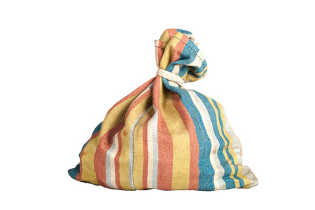 colored a canvas bag isolated on white backgroundの写真素材