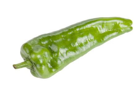 green bell pepper long isolated on white backgroundの写真素材