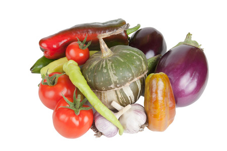 Assortment of vegetables isolated on white backgroundの写真素材