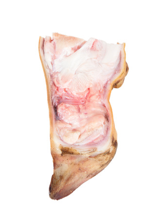 which Cuts ââpork hoof for jellied meat isolated on white backgroundの写真素材