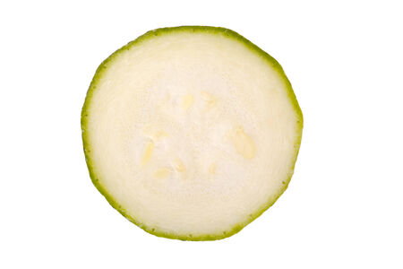Slice zucchini isolated on a white backgroundの写真素材