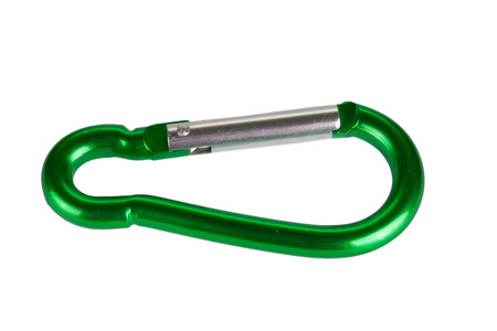 climbing carabiner isolated on white backgroundの写真素材