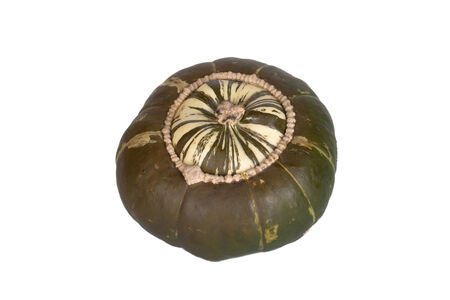 Green pumpkin isolated on white backgroundの写真素材