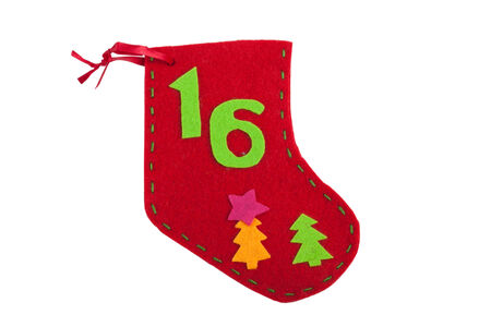 Christmas stocking isolated on white backgroundの写真素材