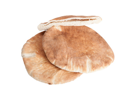 pitas bread isolated on white backgroundの写真素材