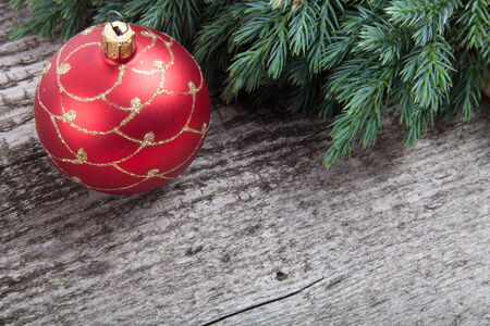Christmas decoration over wooden backgroundの写真素材