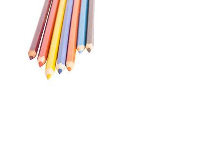 colored pencils isolated on a white background. Shallow depth of fieldの写真素材