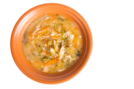 Soup in a plate isolated on a white backgroundの写真素材
