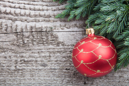 Christmas decoration over wooden backgroundの写真素材