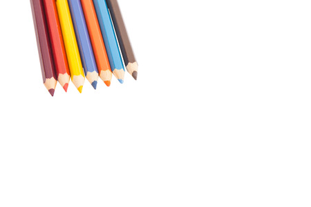 colored pencils isolated on a white background. Shallow depth of fieldの写真素材