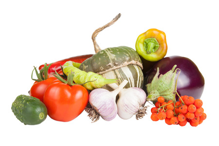 set of fresh vegetables isolated on white backgroundの写真素材