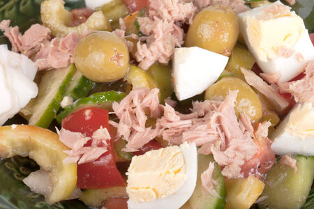 Salad of tuna with vegetables and eggsの写真素材