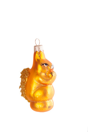 New year decoration squirrel isolated on a white backgroundの写真素材