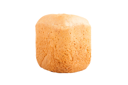 white loaf of homemade bread isolated on white backgroundの写真素材
