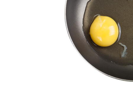 not roasted egg in a frying pan 
with the sharpness on the yolkの写真素材