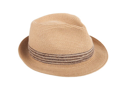 Pretty straw hat isolated on white backgroundの写真素材