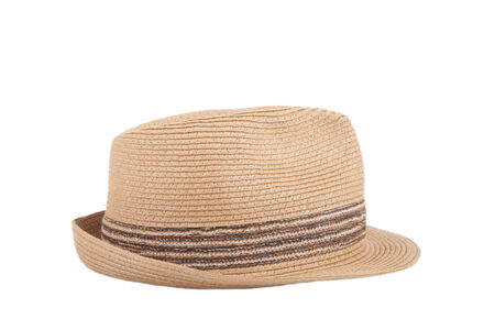 Pretty straw hat isolated on white backgroundの写真素材