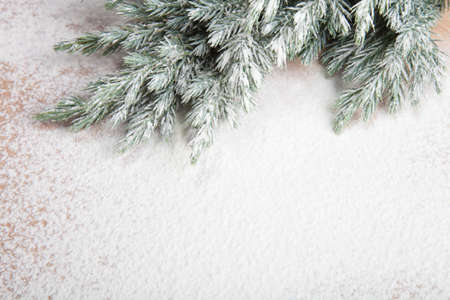 Christmas tree strewn on the tableの写真素材