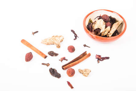 set for mulled wine on a white background