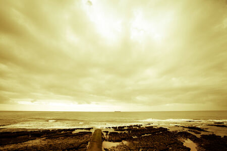 dramatic Atlantic coast at low tide. Tintedの写真素材