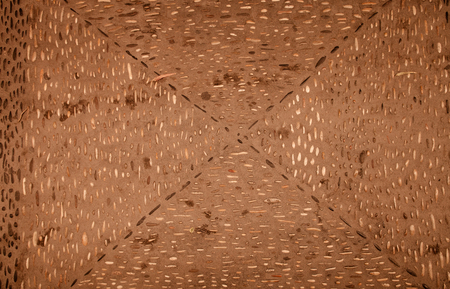The texture of the road with patterns of river rocks and fallen leaves. backgroundの写真素材