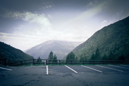 Parking in the valley in the mountains. andorraの写真素材