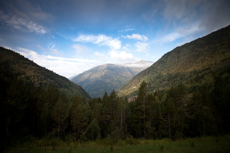 Forested valleys between the mountains. andorraの写真素材