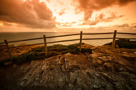 Beautiful sunset over Atlantic Ocean.Tintedの写真素材