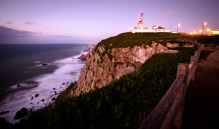 Cabo da Roca cape lighthouse in Portugal.Tintedの写真素材